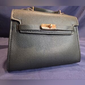 Classic Black Leather Top-Handle Women's Bag